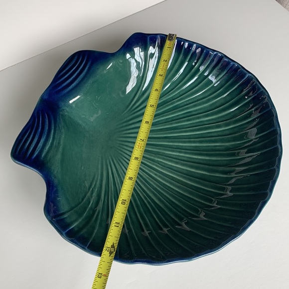 Olfaire Pottery 12” Blue Green Shell Bowl - Picture 10 of 11